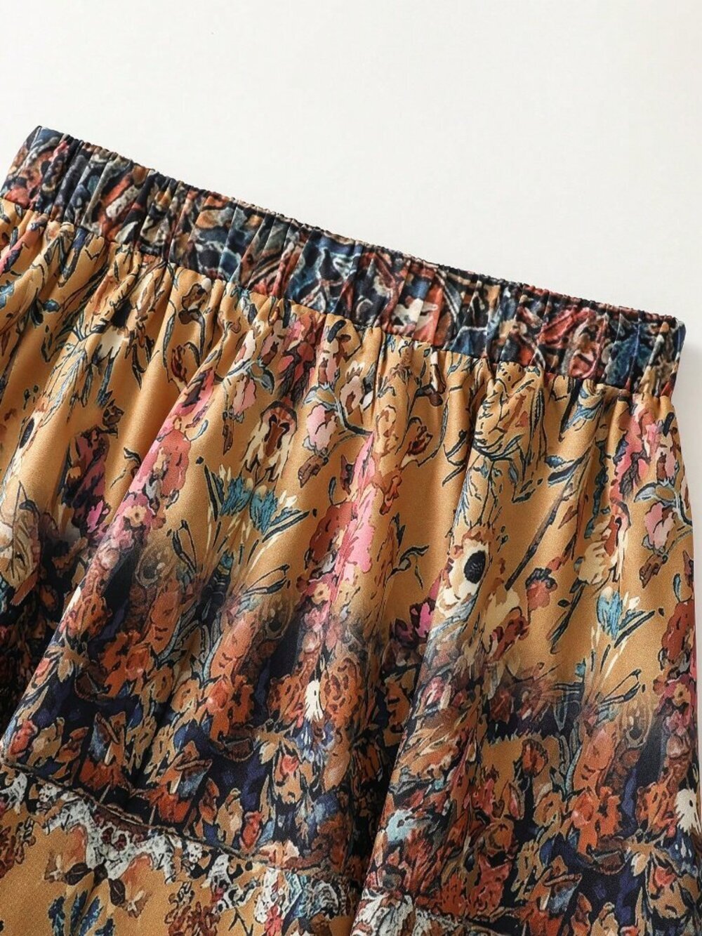 Multicolor Boho Women's Casual Floral Print A-Line Skirt - Picture 6 of 8